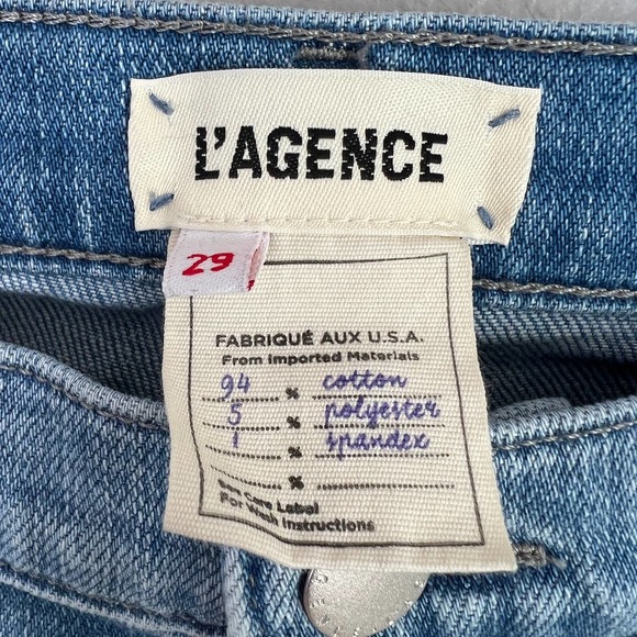 L'AGENCE El Matador French Slim Light Wash Raw Hem Jeans Glacier Size 29 Blue - Picture 10 of 11